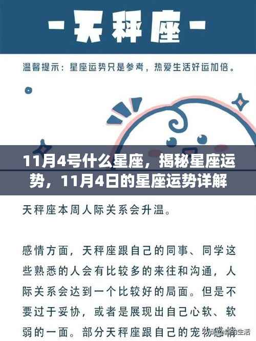 揭秘11月4日星座运势，属于你的星座运势详解